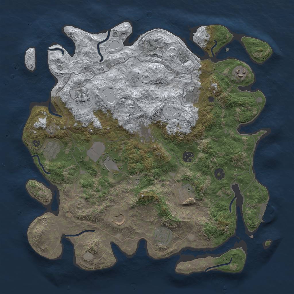 Rust Map: Procedural Map, Size: 4000, Seed: 220407020, 19 Monuments