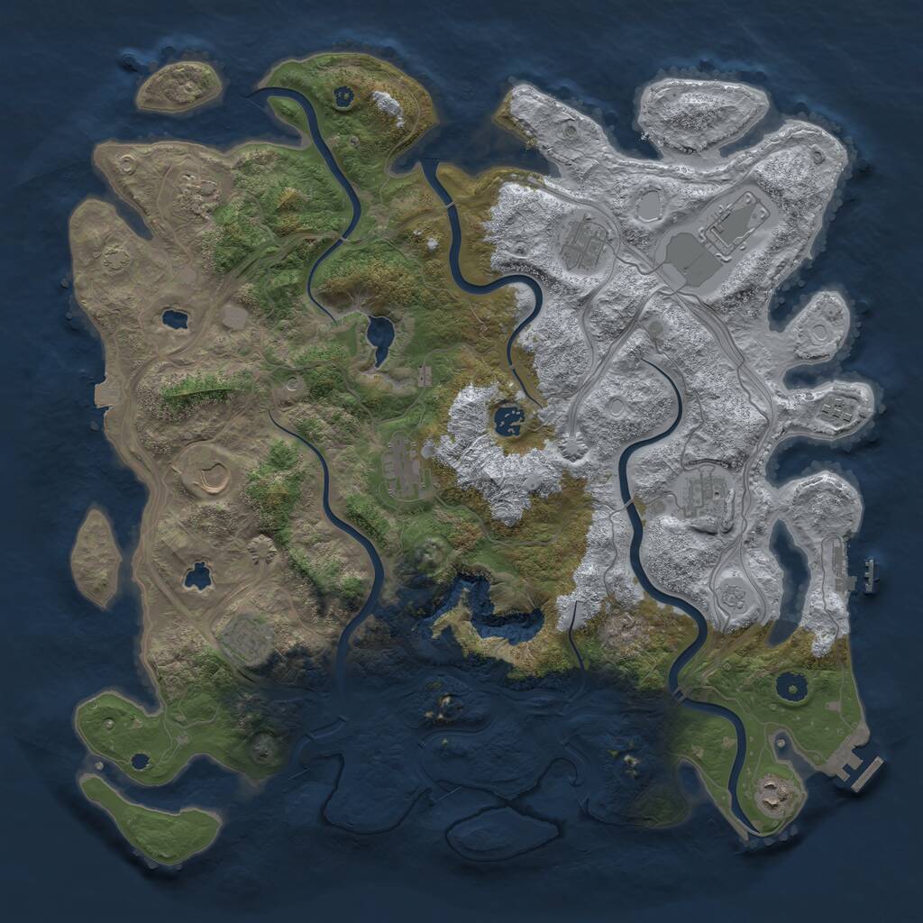 Rust Map: Procedural Map, Size: 4500, Seed: 5085945, 16 Monuments
