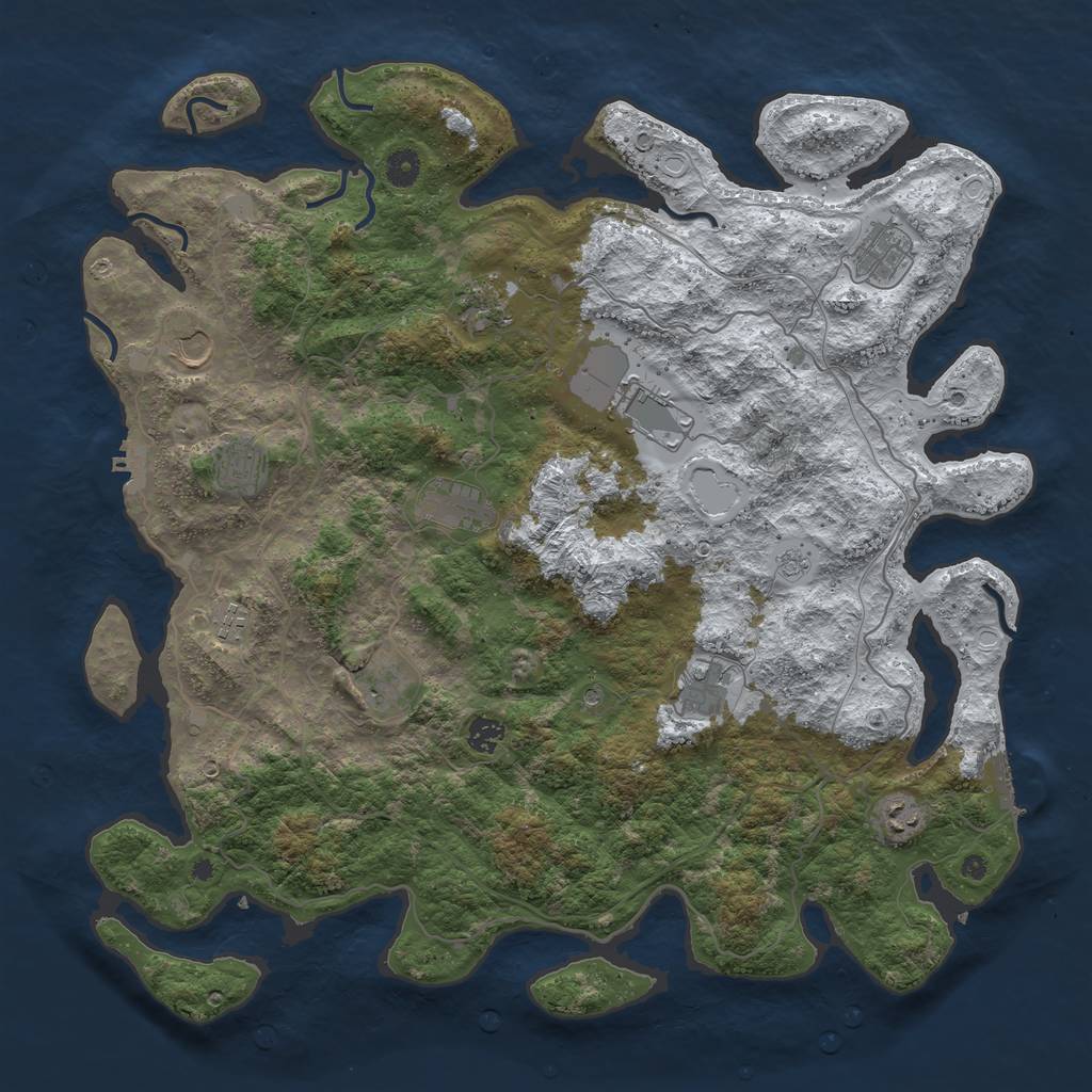 Rust Map: Procedural Map, Size: 4500, Seed: 5085945, 20 Monuments