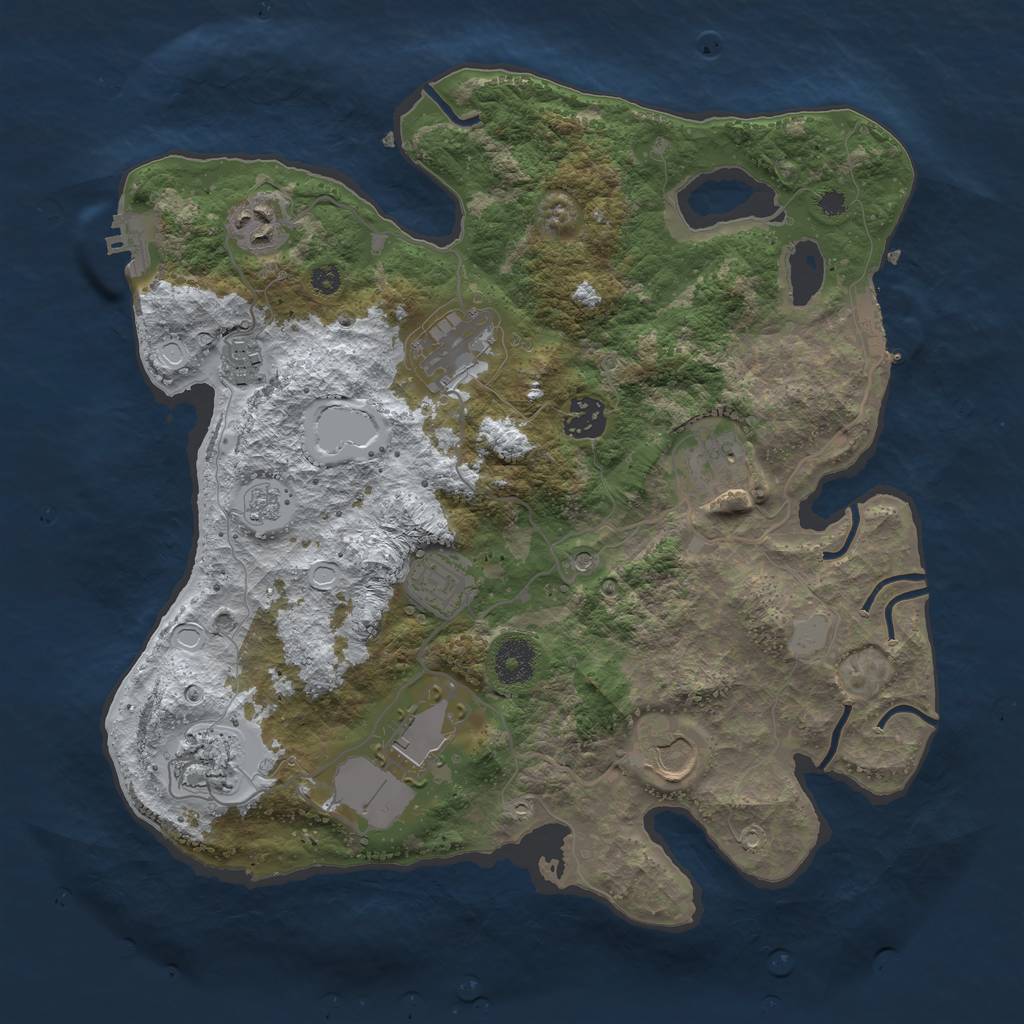 Rust Map: Procedural Map, Size: 3500, Seed: 1298974, 18 Monuments