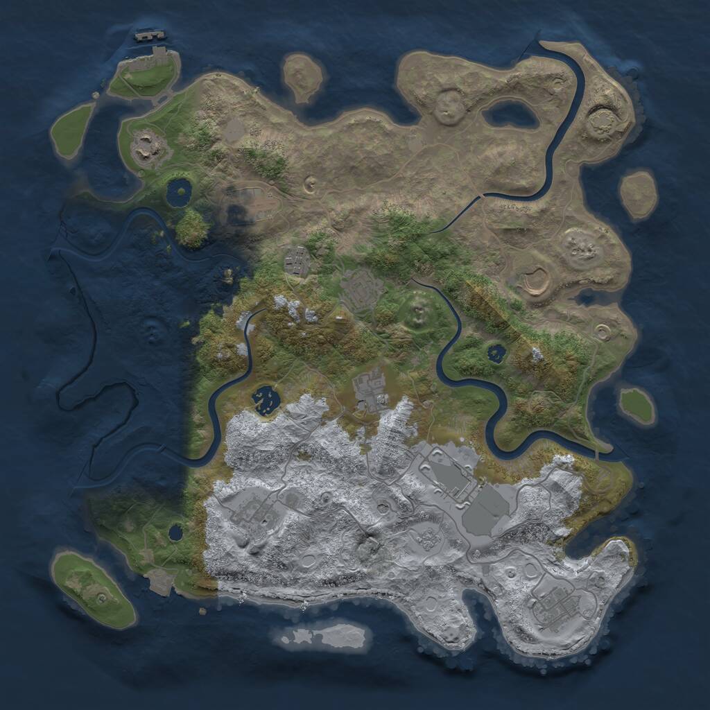 Rust Map: Procedural Map, Size: 3850, Seed: 201602887, 15 Monuments