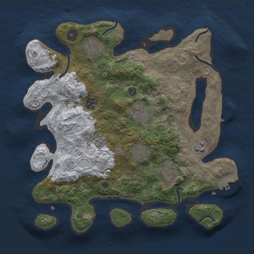 Rust Map: Procedural Map, Size: 3250, Seed: 421537, 16 Monuments