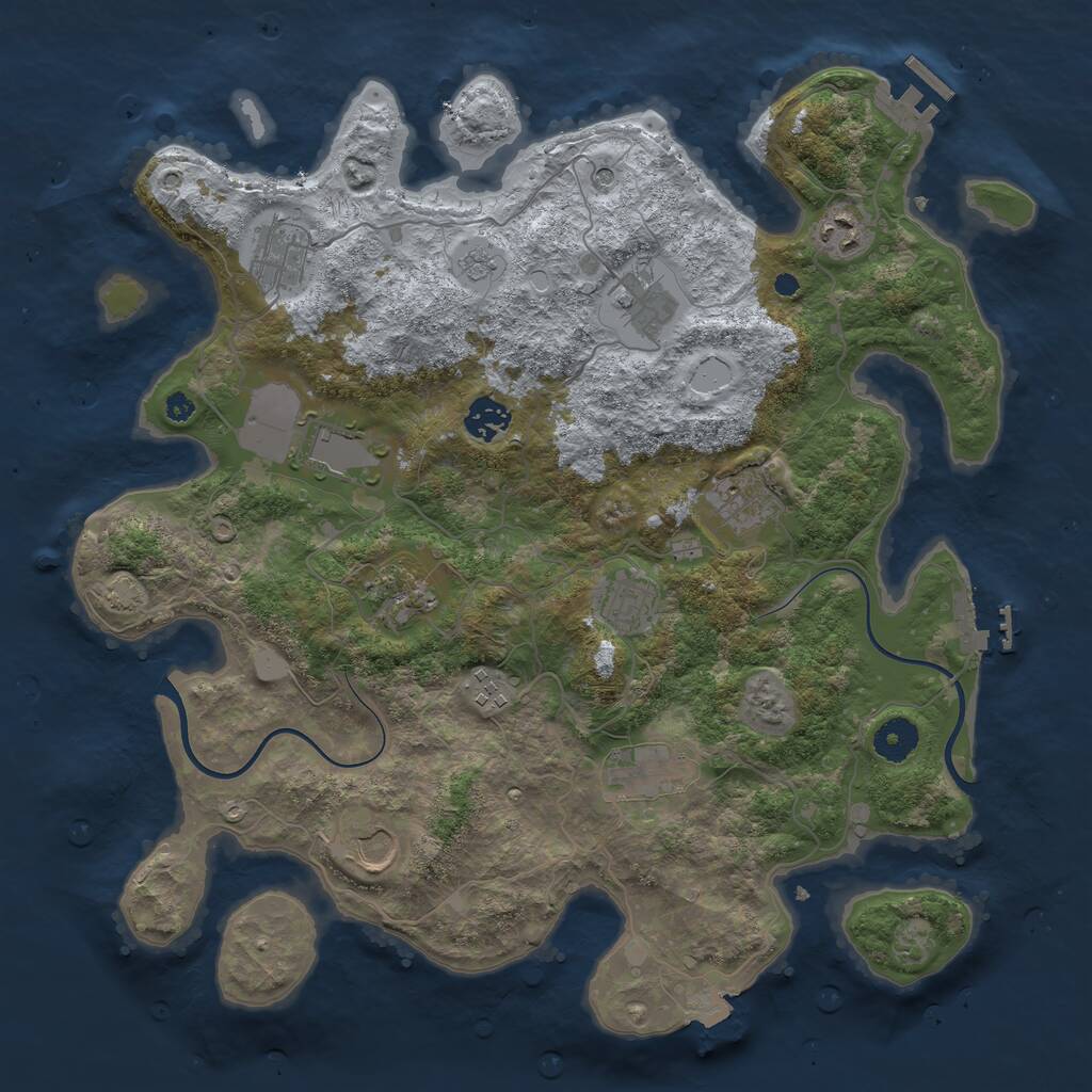 Rust Map: Procedural Map, Size: 3800, Seed: 27853658, 17 Monuments