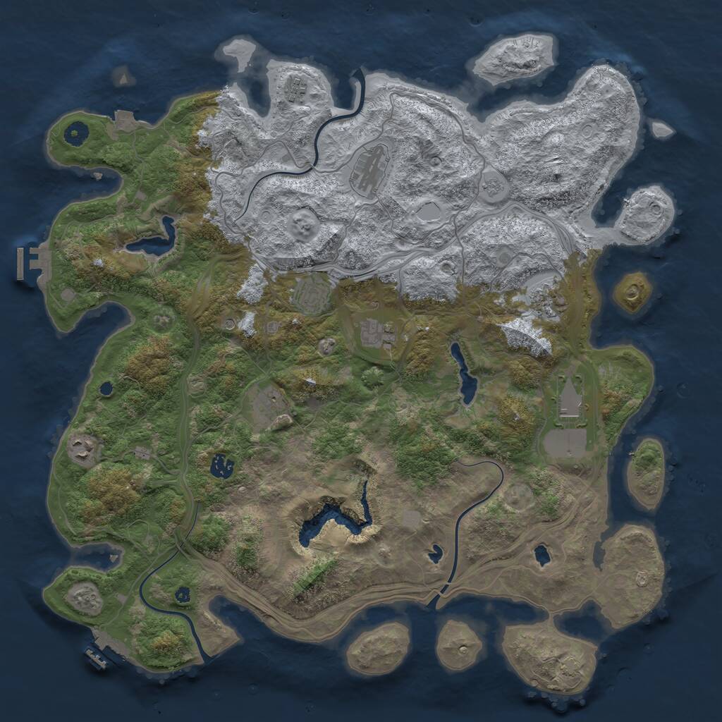 Rust Map: Procedural Map, Size: 4500, Seed: 4728626, 15 Monuments
