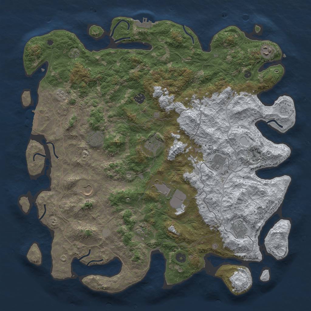 Rust Map: Procedural Map, Size: 4500, Seed: 4145029, 19 Monuments