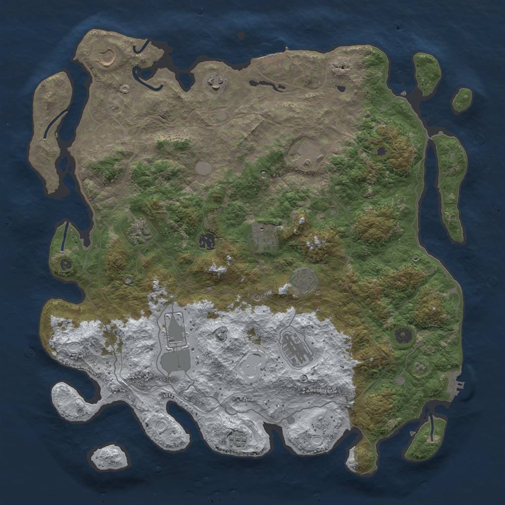 Rust Map: Procedural Map, Size: 4500, Seed: 6011436, 19 Monuments