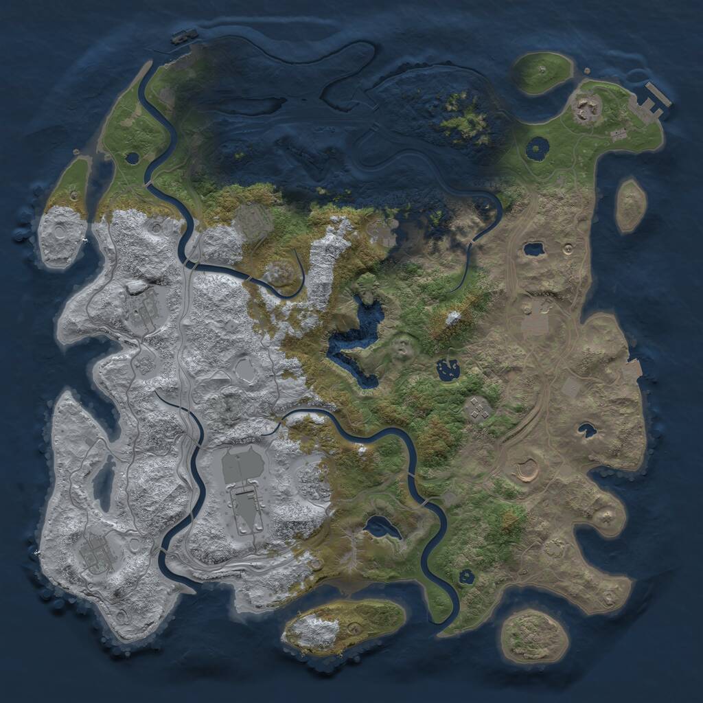 Rust Map: Procedural Map, Size: 4500, Seed: 4823737, 17 Monuments