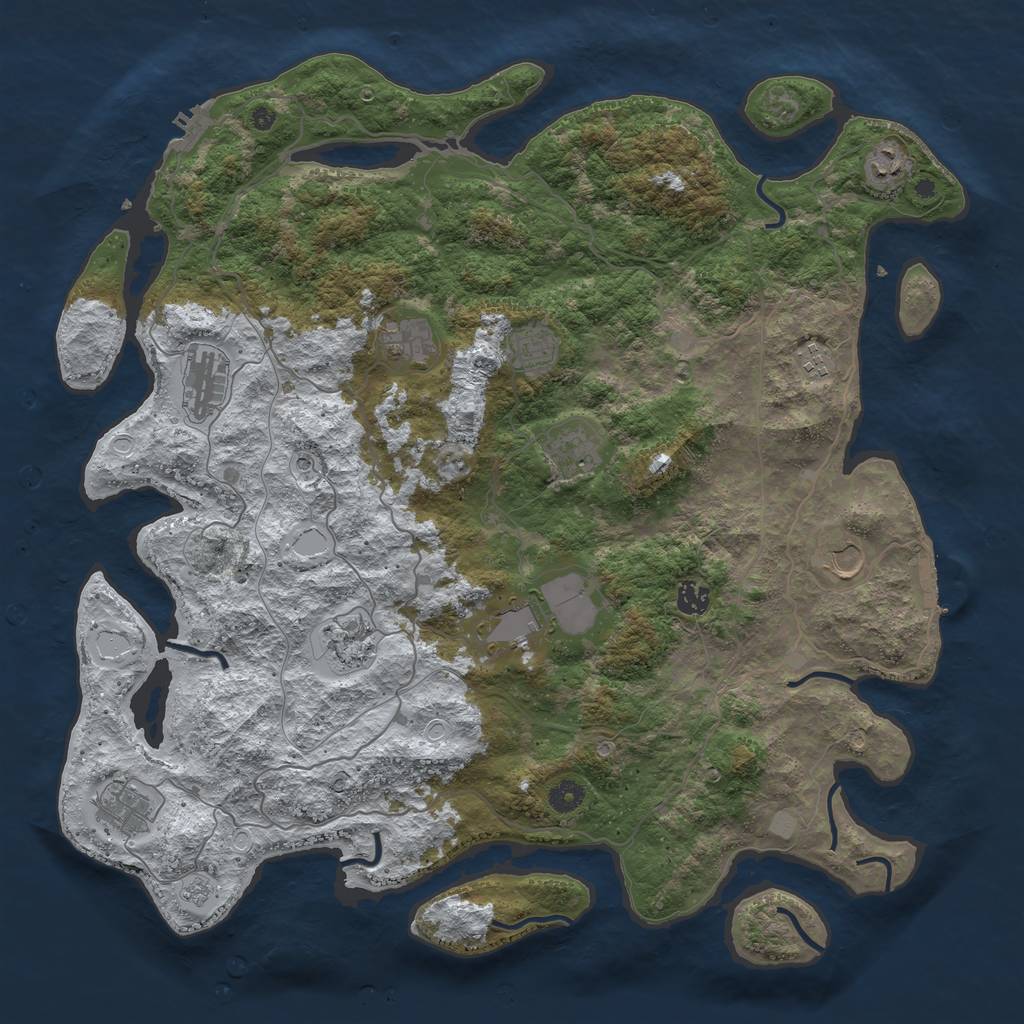 Rust Map: Procedural Map, Size: 4500, Seed: 4823737, 20 Monuments