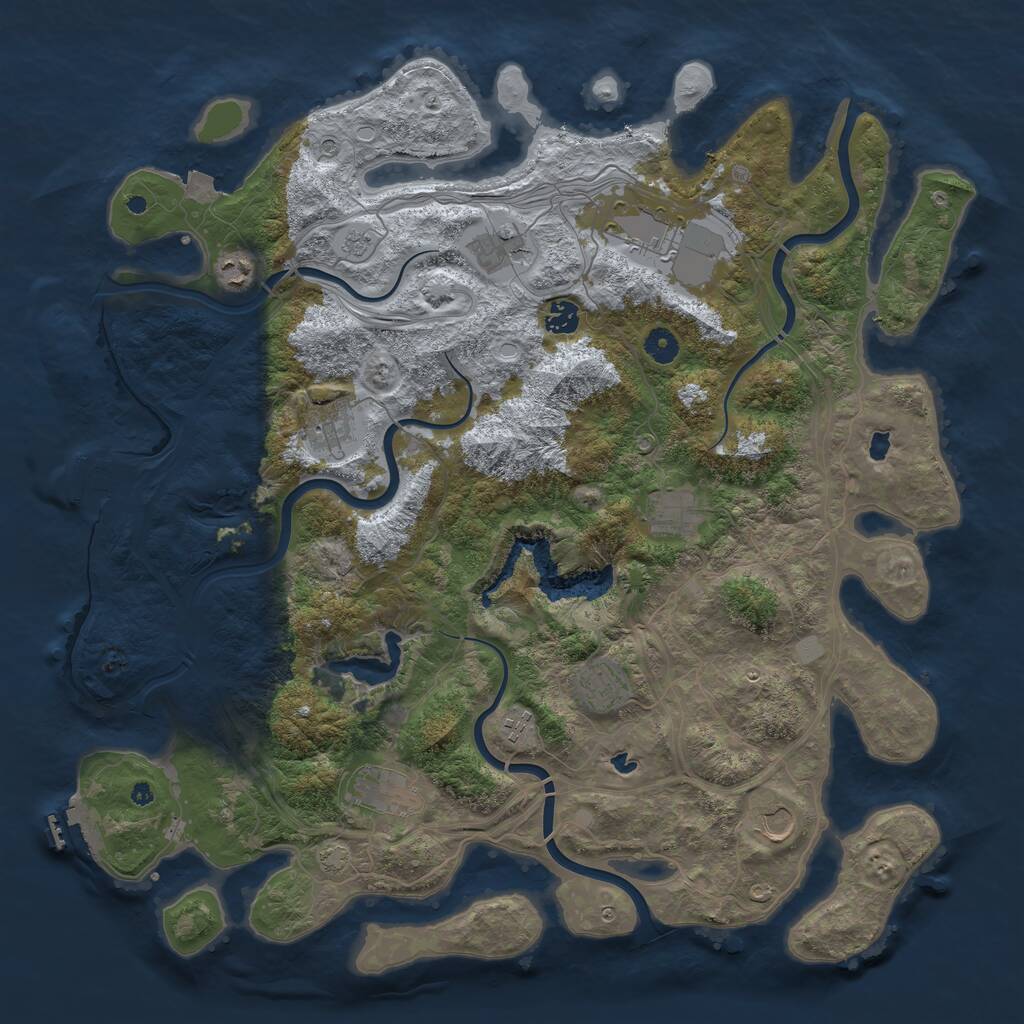 Rust Map: Procedural Map, Size: 4500, Seed: 2464801, 16 Monuments