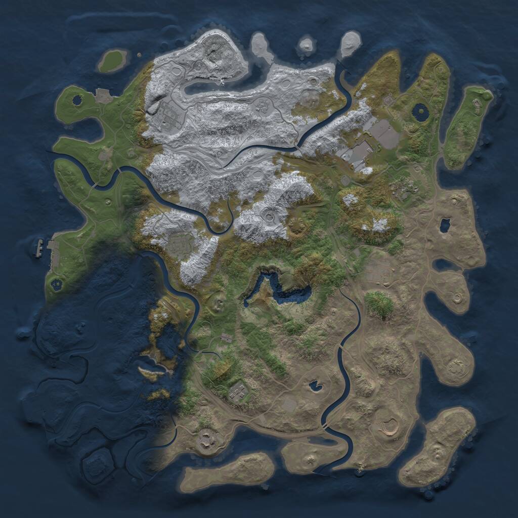 Rust Map: Procedural Map, Size: 4500, Seed: 2464801, 14 Monuments