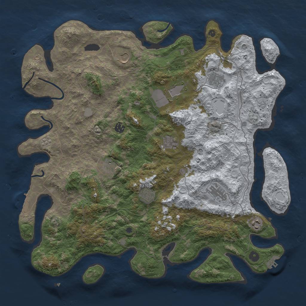 Rust Map: Procedural Map, Size: 4500, Seed: 4028853, 19 Monuments