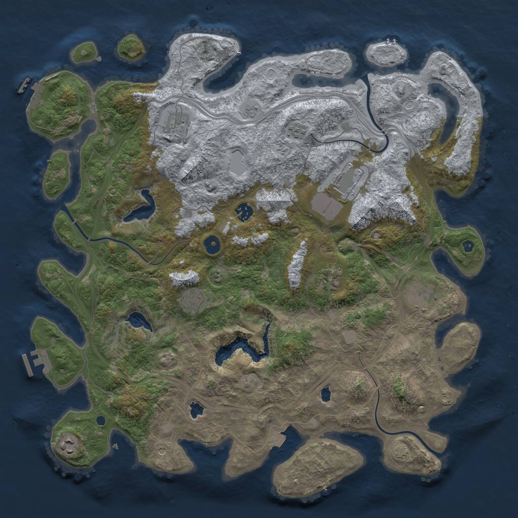 Rust Map: Procedural Map, Size: 4500, Seed: 1193408, 14 Monuments