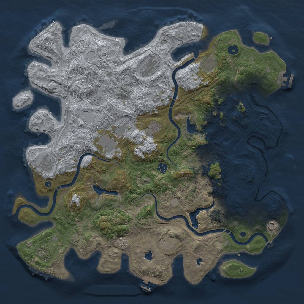 Rust Map: Procedural Map, Size: 4500, Seed: 5495460, 16 Monuments