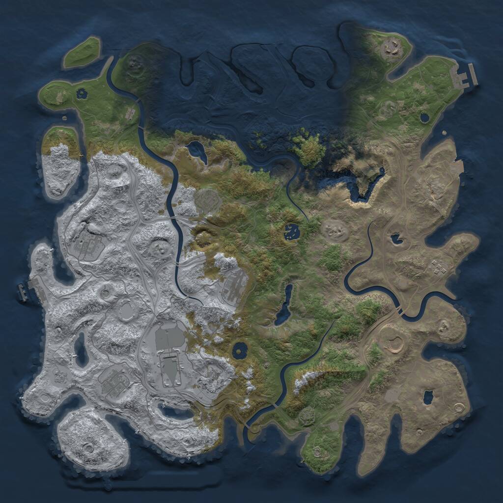 Rust Map: Procedural Map, Size: 4500, Seed: 1854442, 16 Monuments