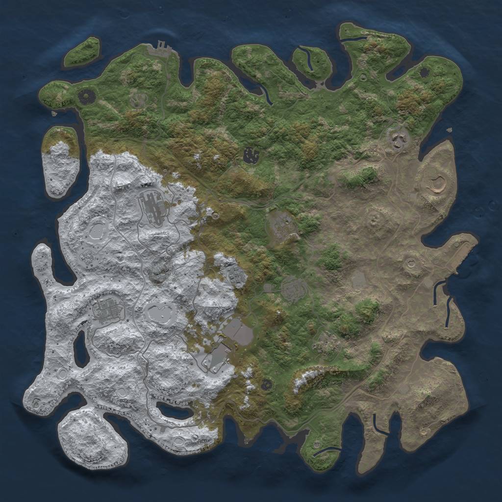 Rust Map: Procedural Map, Size: 4500, Seed: 1854442, 19 Monuments