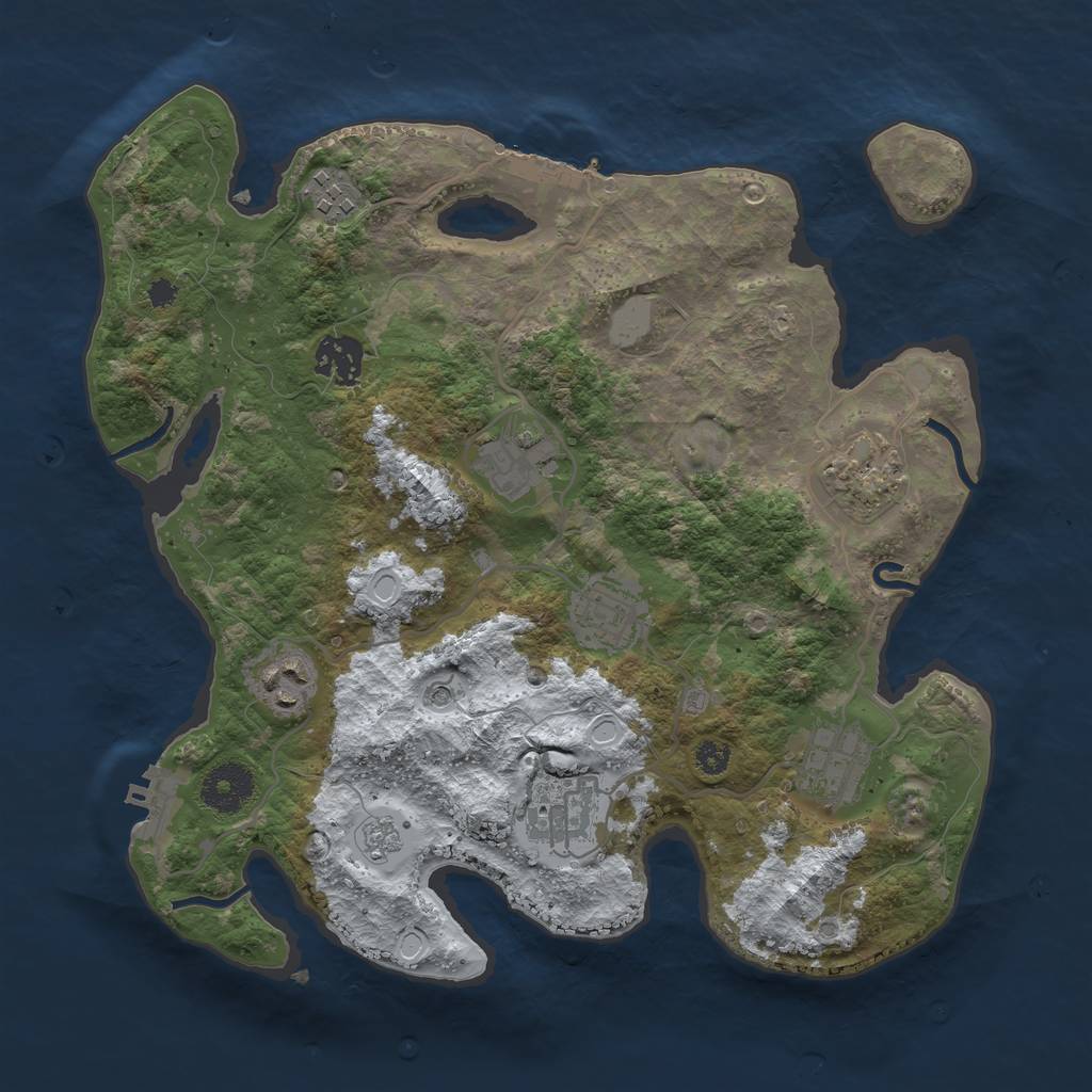 Rust Map: Procedural Map, Size: 3250, Seed: 624596, 17 Monuments