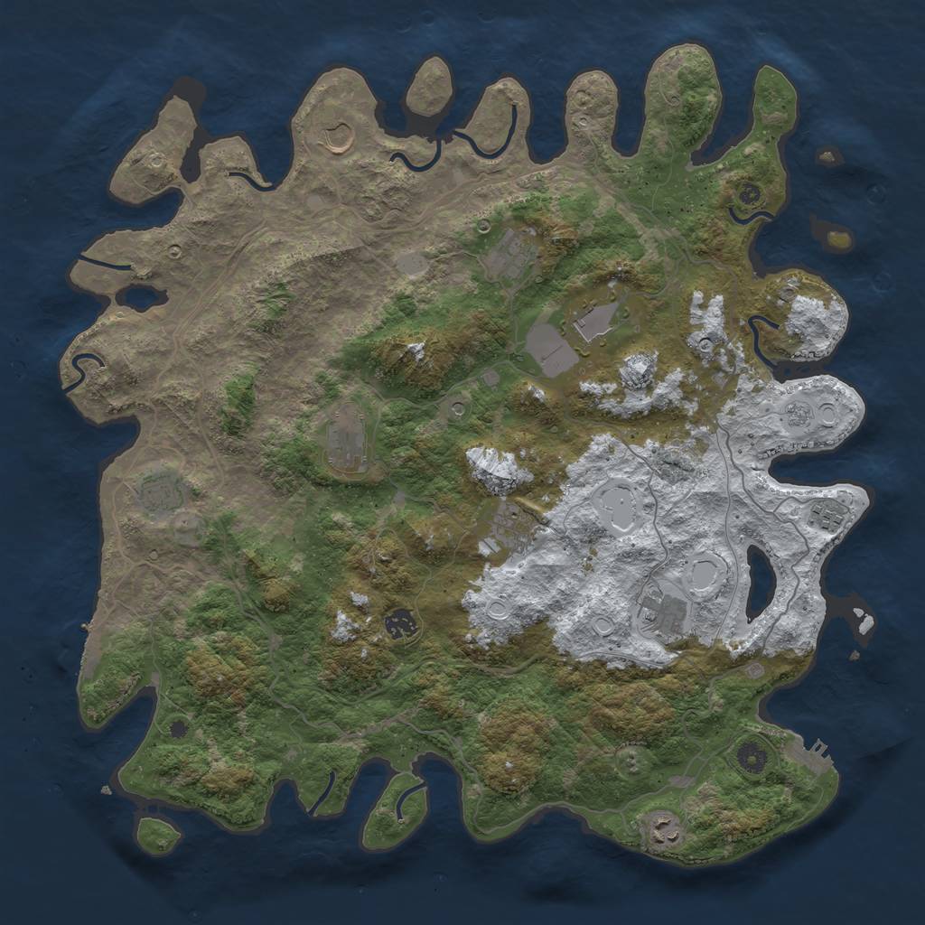 Rust Map: Procedural Map, Size: 4500, Seed: 1411176, 19 Monuments