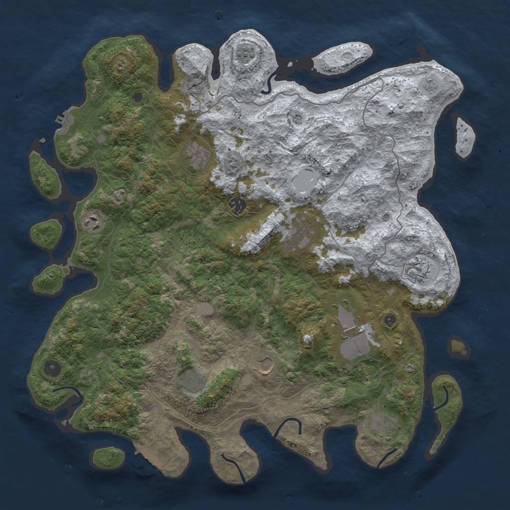 Rust Map: Procedural Map, Size: 4500, Seed: 1972490, 19 Monuments