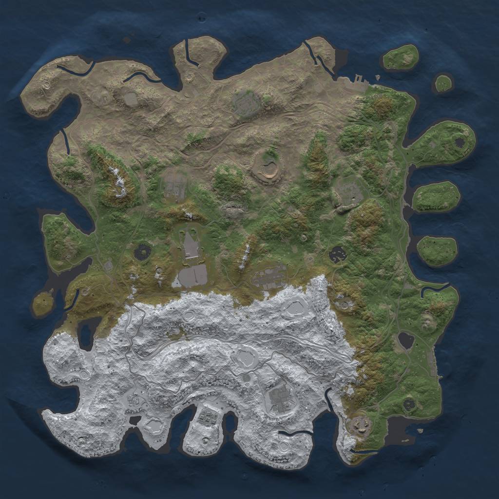 Rust Map: Procedural Map, Size: 4500, Seed: 1286961, 19 Monuments