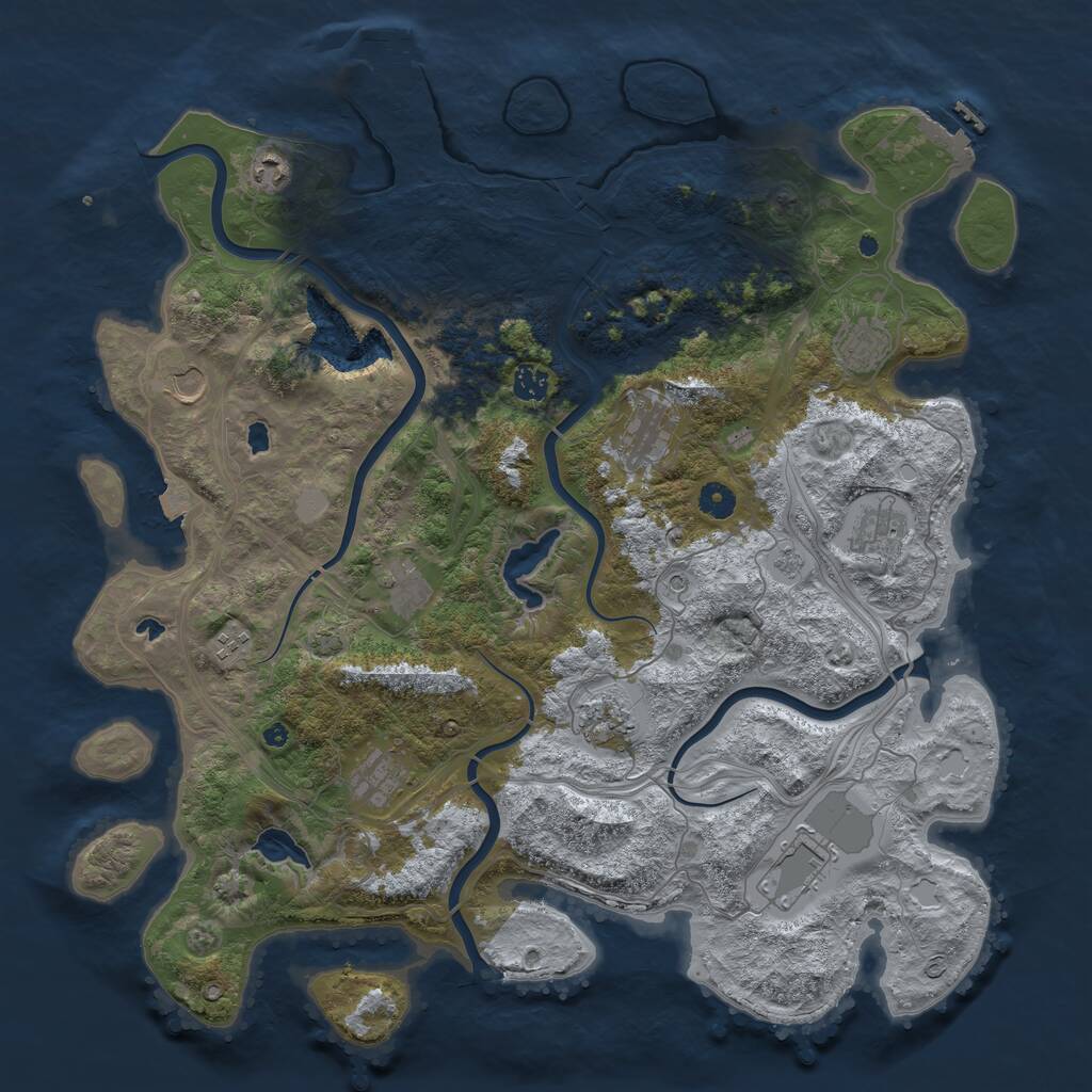 Rust Map: Procedural Map, Size: 4500, Seed: 612994, 17 Monuments