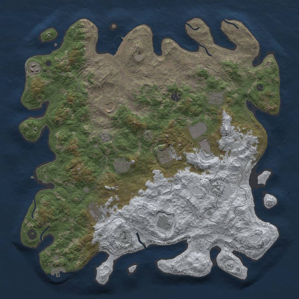 Rust Map: Procedural Map, Size: 4500, Seed: 4615780, 20 Monuments