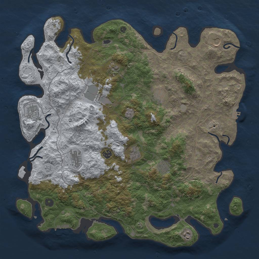 Rust Map: Procedural Map, Size: 4500, Seed: 4900056, 20 Monuments