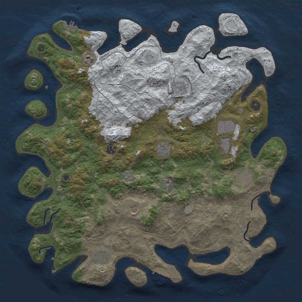 Rust Map: Procedural Map, Size: 4500, Seed: 800116, 18 Monuments
