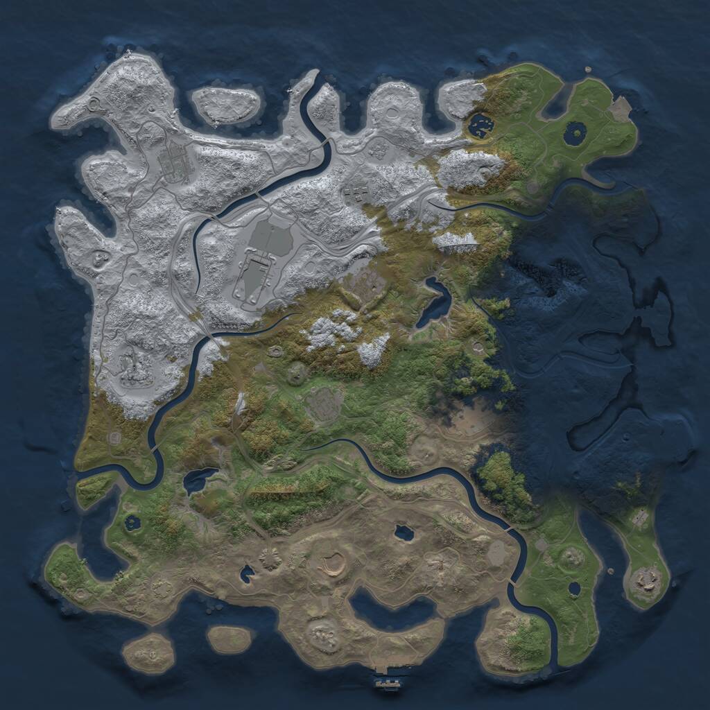 Rust Map: Procedural Map, Size: 4500, Seed: 4848203, 16 Monuments