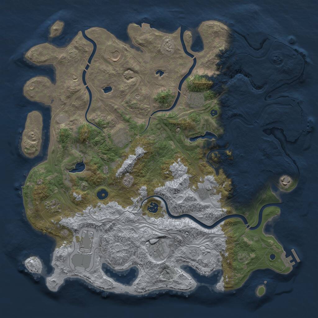 Rust Map: Procedural Map, Size: 4500, Seed: 2781024, 16 Monuments