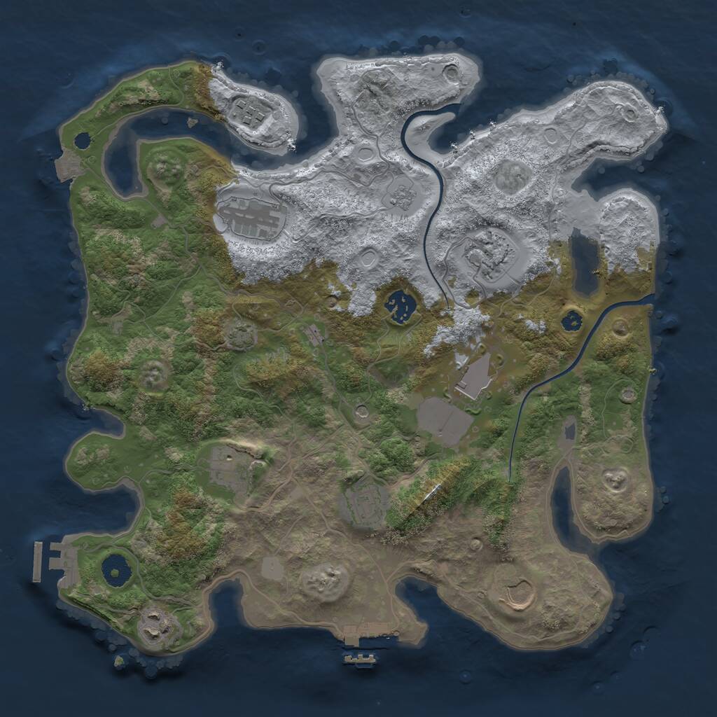 Rust Map: Procedural Map, Size: 3550, Seed: 591075, 15 Monuments