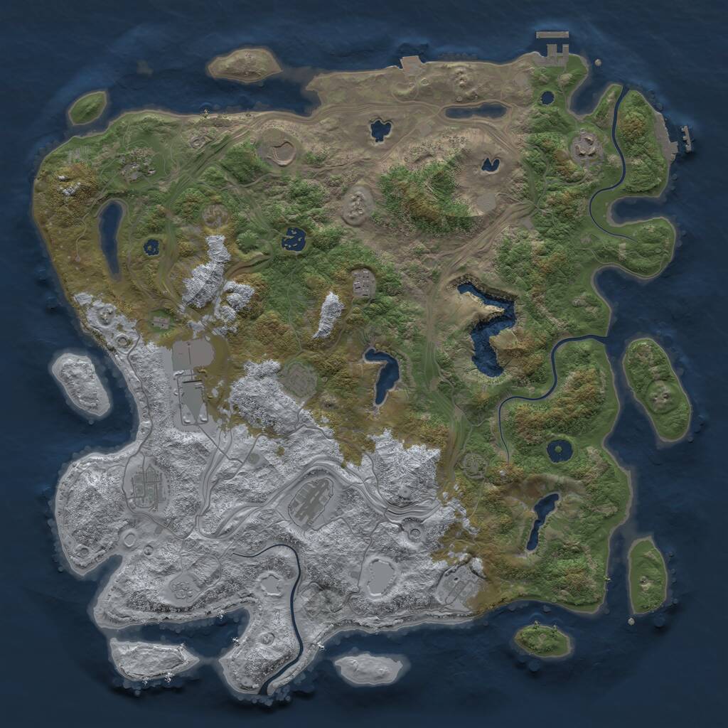 Rust Map: Procedural Map, Size: 4500, Seed: 3516553, 16 Monuments