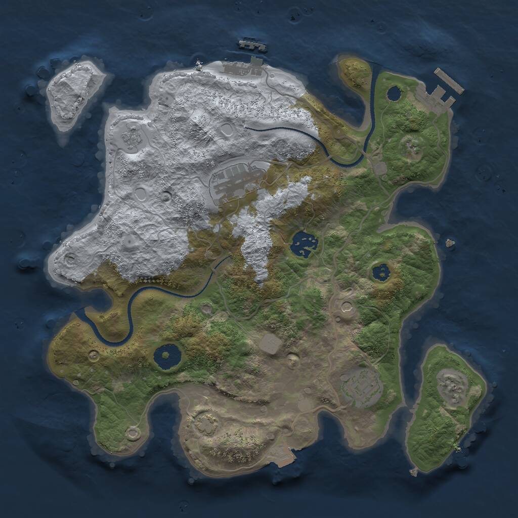 Rust Map: Procedural Map, Size: 3000, Seed: 768572159, 9 Monuments