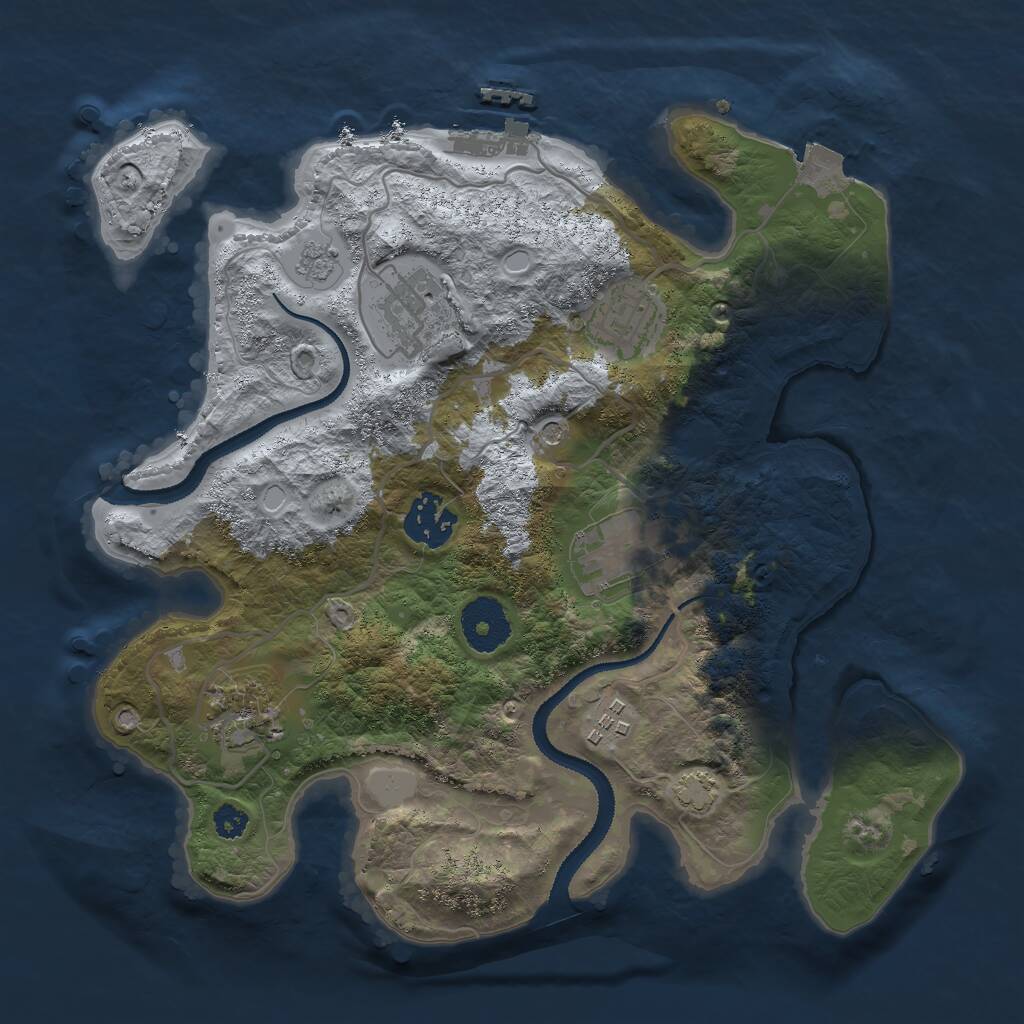 Rust Map: Procedural Map, Size: 3000, Seed: 768572159, 11 Monuments