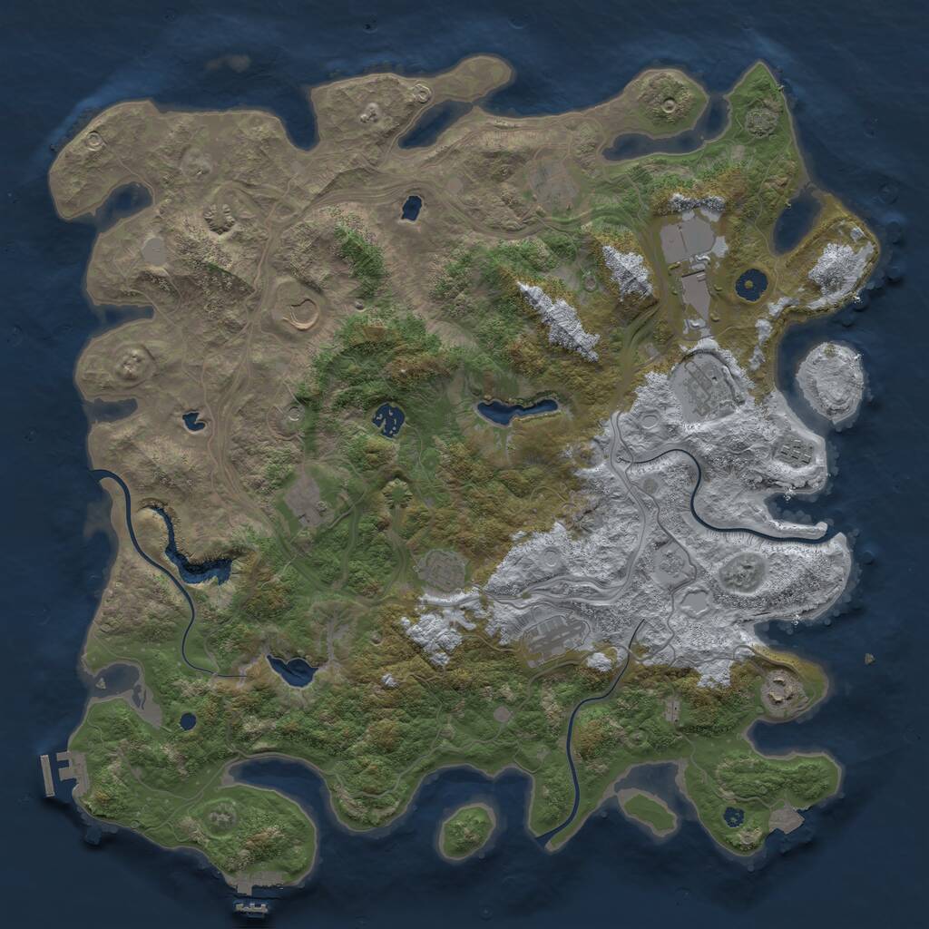 Rust Map: Procedural Map, Size: 4500, Seed: 2468443, 16 Monuments
