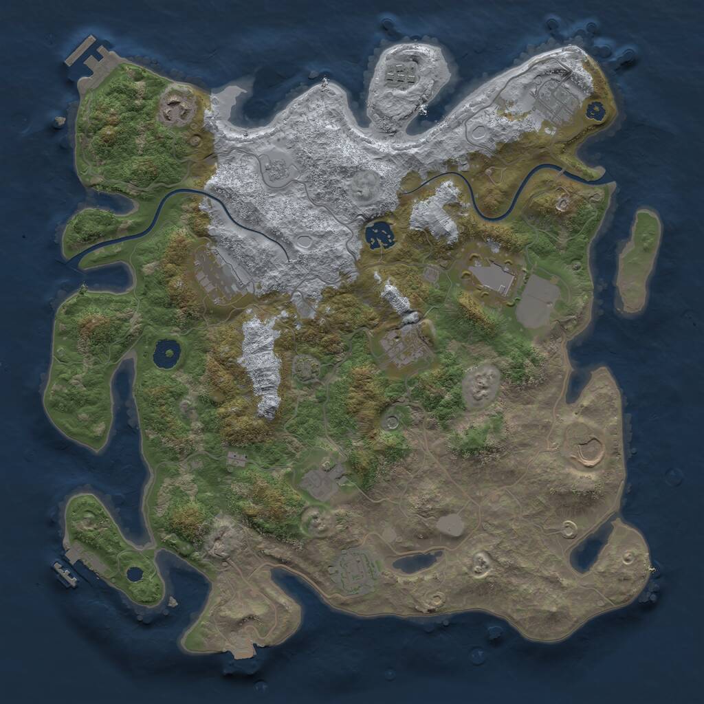 Rust Map: Procedural Map, Size: 3700, Seed: 850402768, 16 Monuments