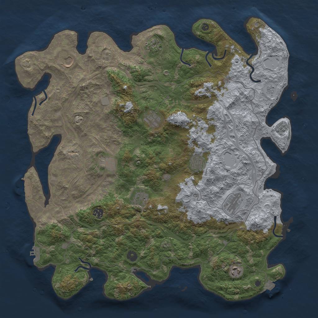 Rust Map: Procedural Map, Size: 4500, Seed: 5432988, 18 Monuments