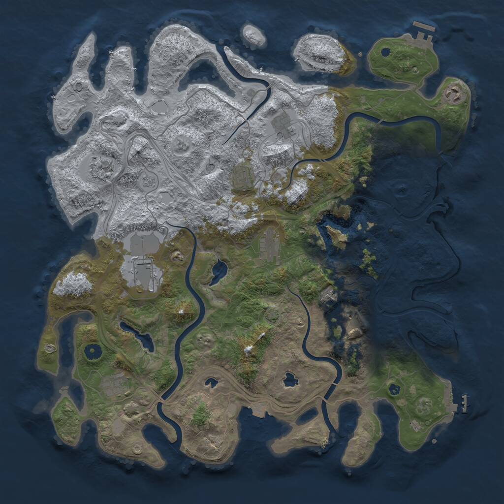 Rust Map: Procedural Map, Size: 4500, Seed: 4177262, 15 Monuments