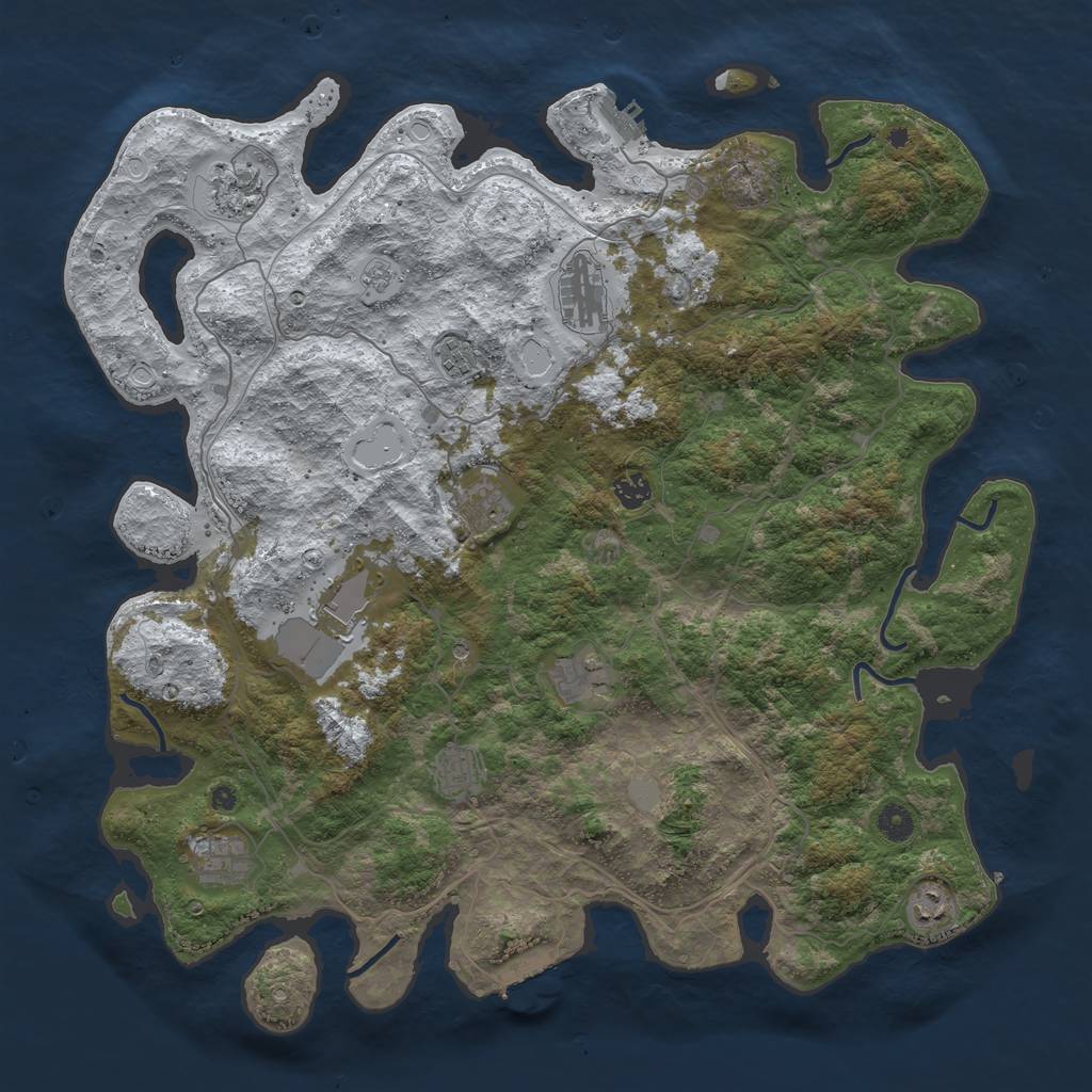 Rust Map: Procedural Map, Size: 4500, Seed: 4905559, 19 Monuments