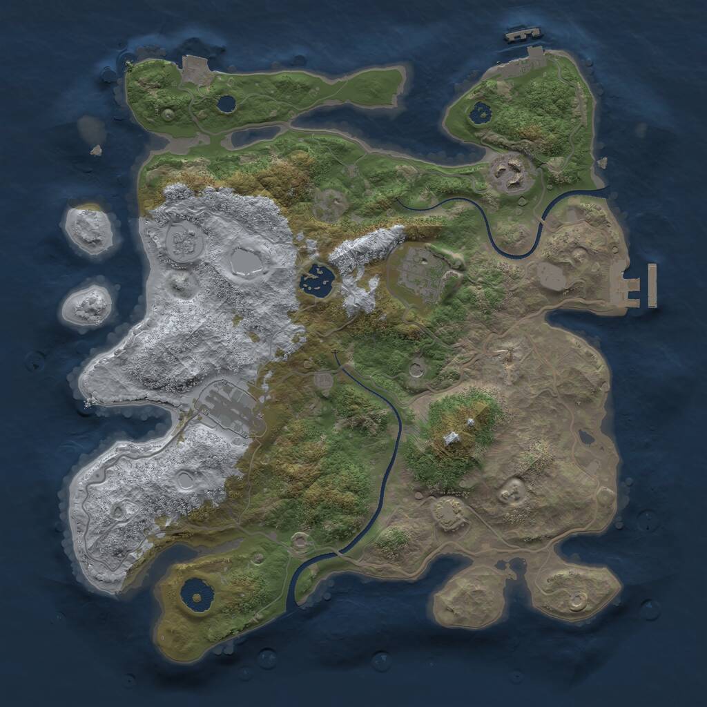 Rust Map: Procedural Map, Size: 3250, Seed: 590397, 10 Monuments