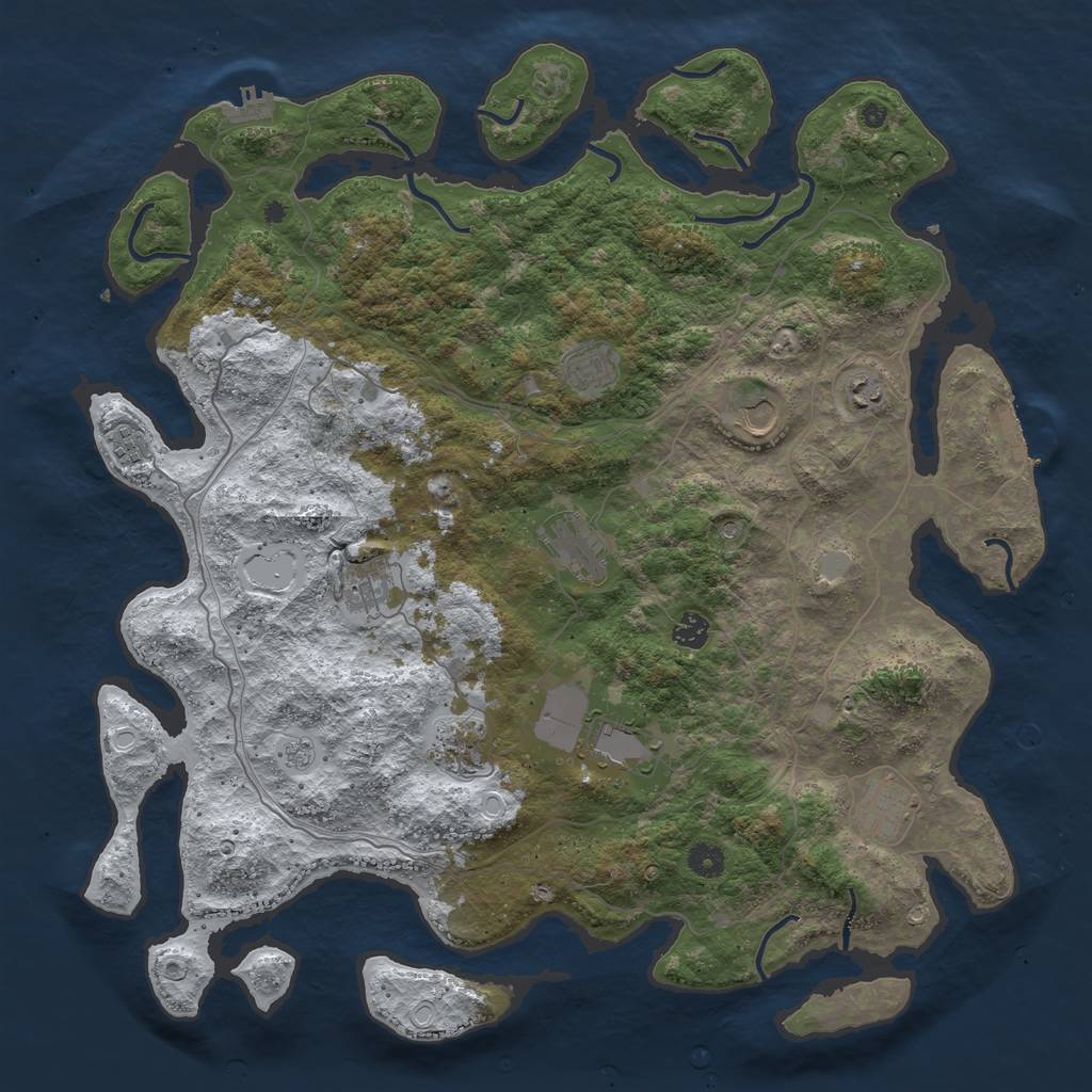 Rust Map: Procedural Map, Size: 4500, Seed: 41166, 19 Monuments