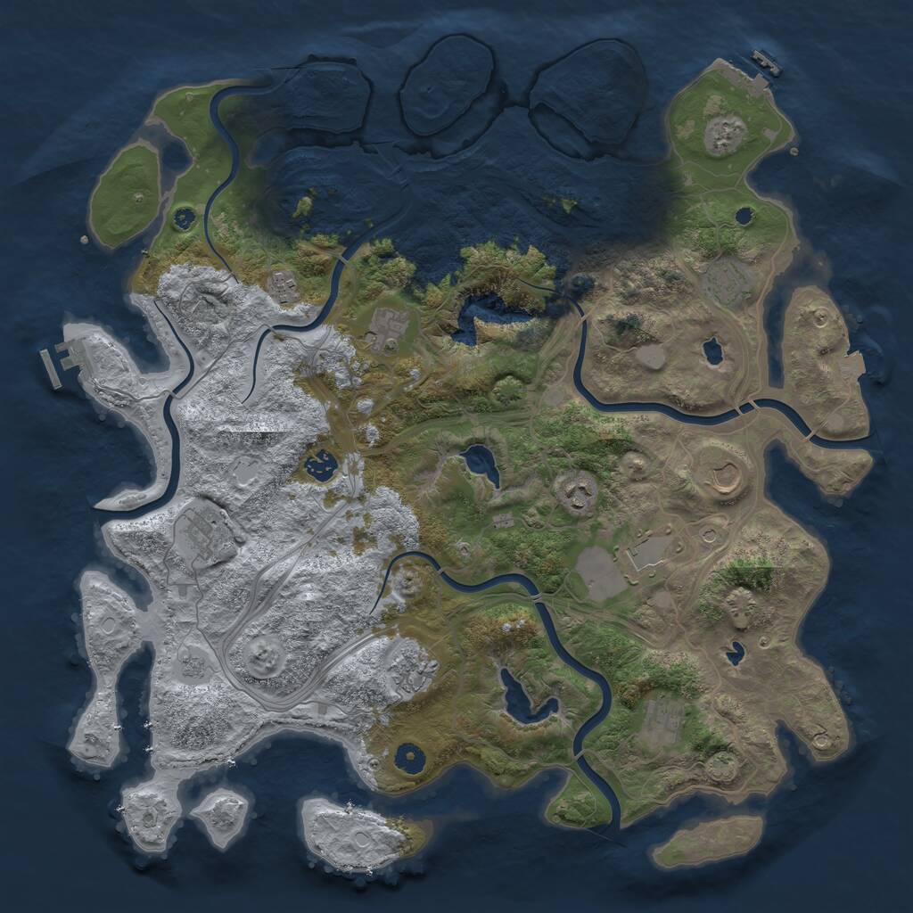 Rust Map: Procedural Map, Size: 4500, Seed: 41166, 16 Monuments