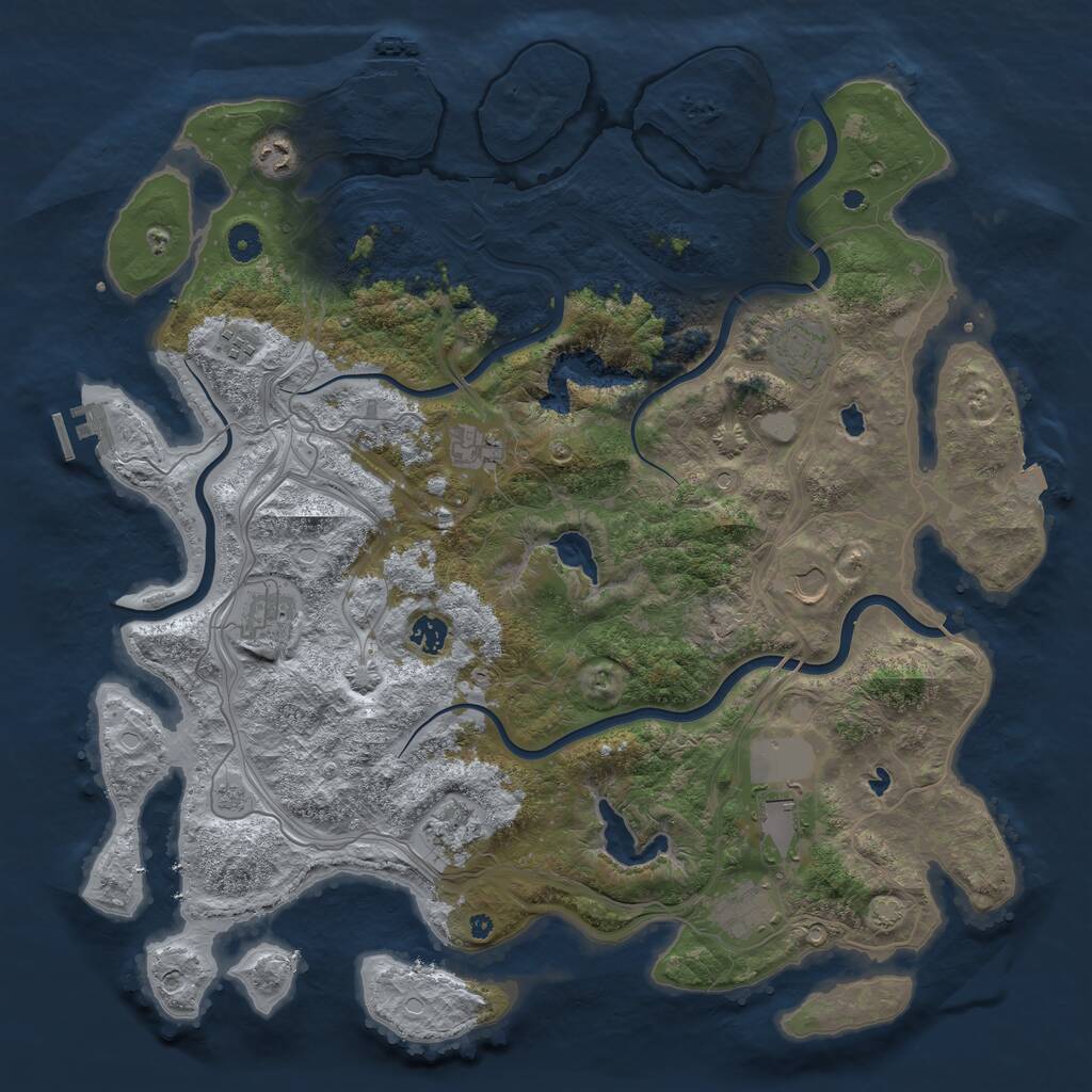 Rust Map: Procedural Map, Size: 4500, Seed: 41166, 16 Monuments