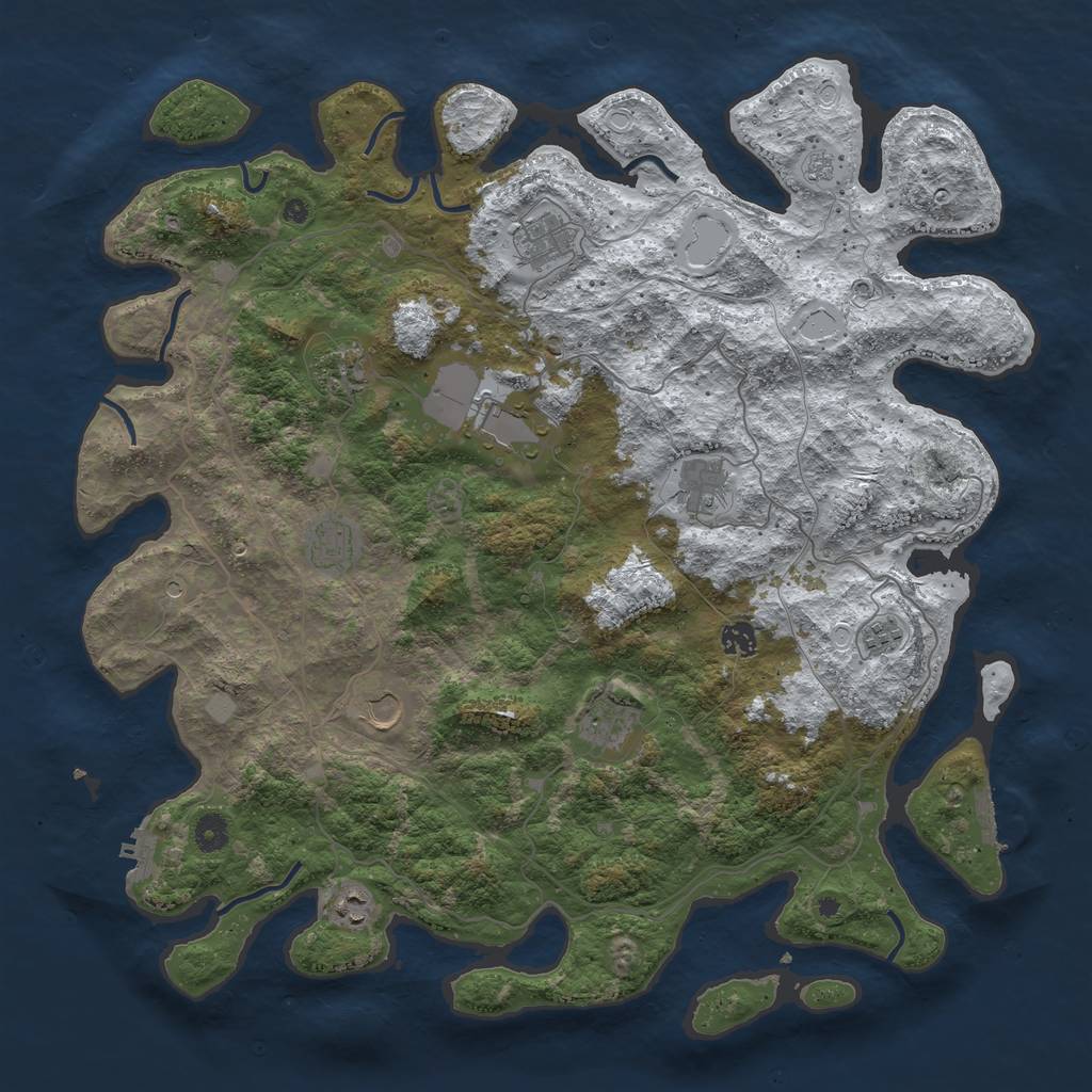 Rust Map: Procedural Map, Size: 4500, Seed: 4106032, 19 Monuments