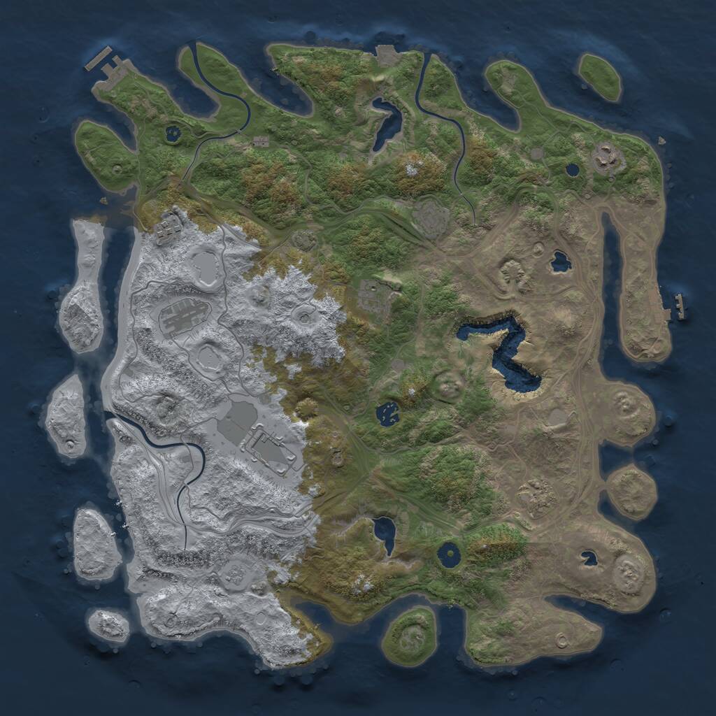 Rust Map: Procedural Map, Size: 4500, Seed: 2267599, 14 Monuments