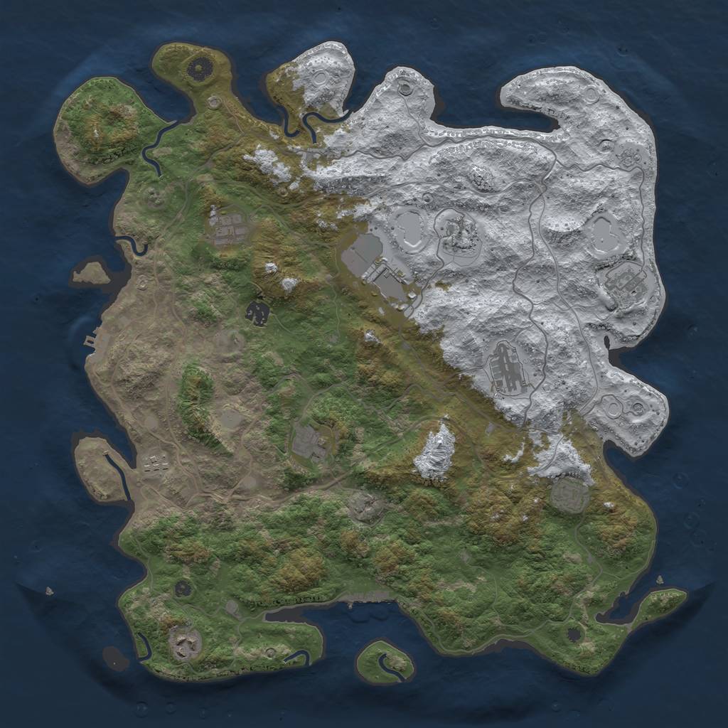 Rust Map: Procedural Map, Size: 4500, Seed: 1159808, 19 Monuments