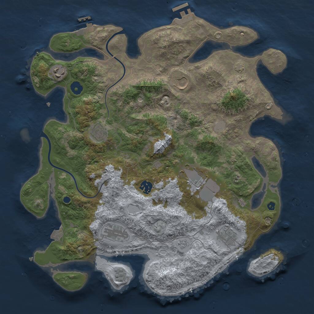 Rust Map: Procedural Map, Size: 3800, Seed: 1751312098, 14 Monuments