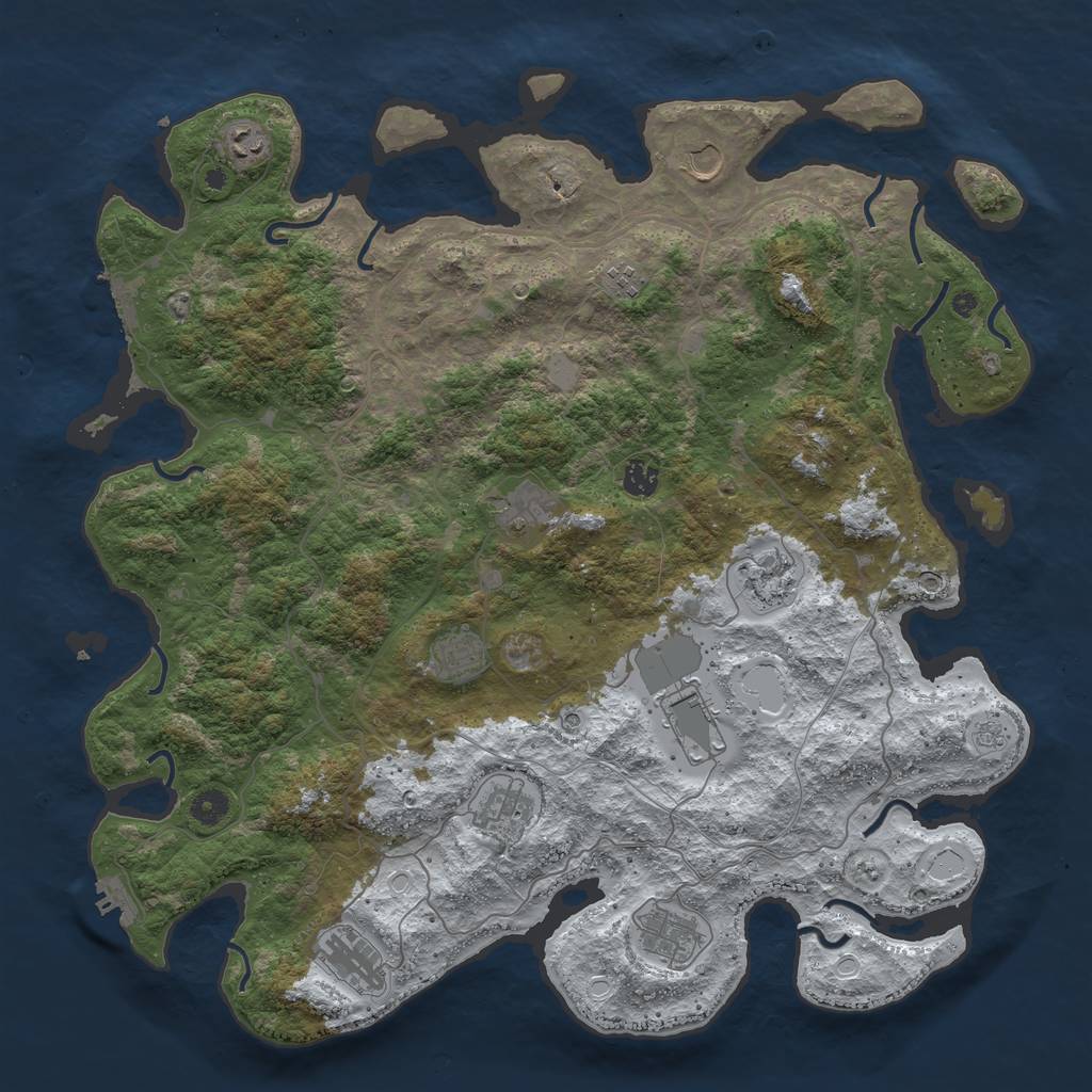 Rust Map: Procedural Map, Size: 4500, Seed: 3354252, 20 Monuments