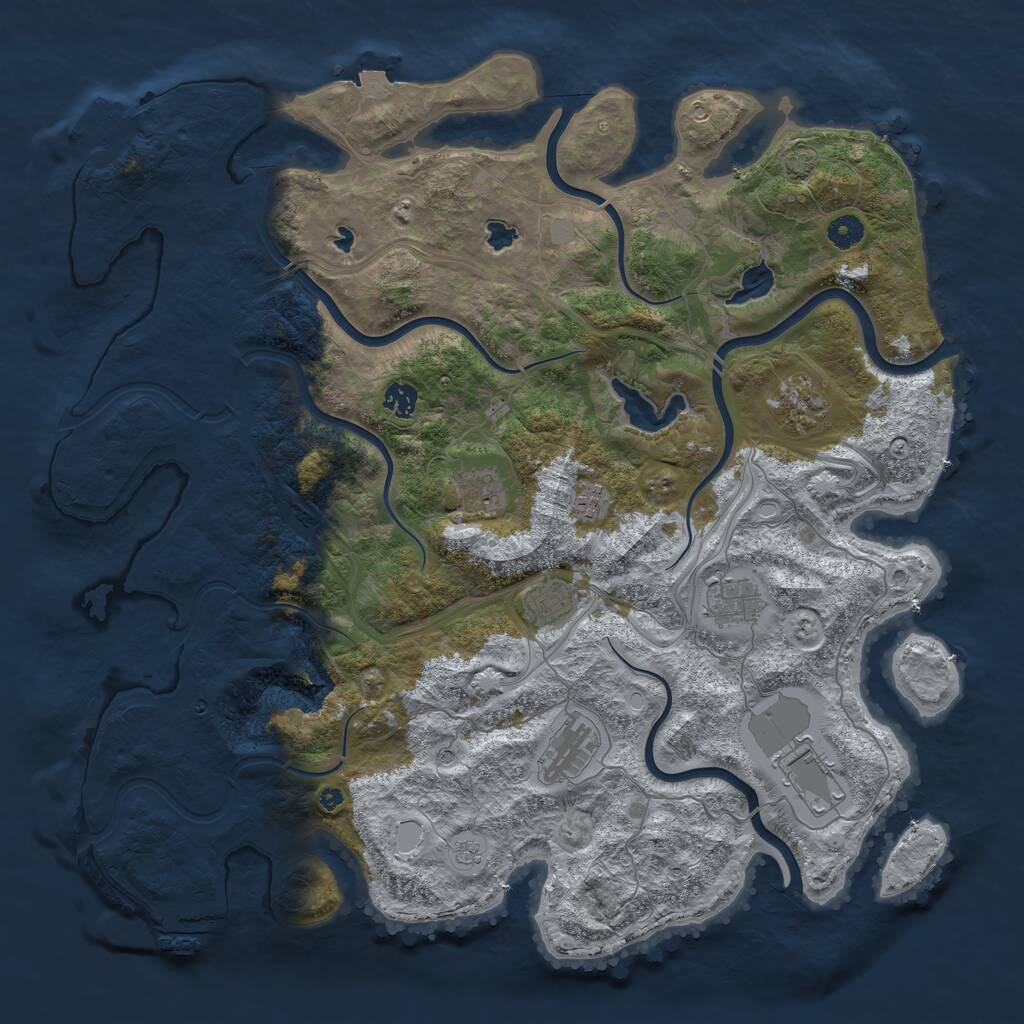 Rust Map: Procedural Map, Size: 4500, Seed: 2148835, 14 Monuments