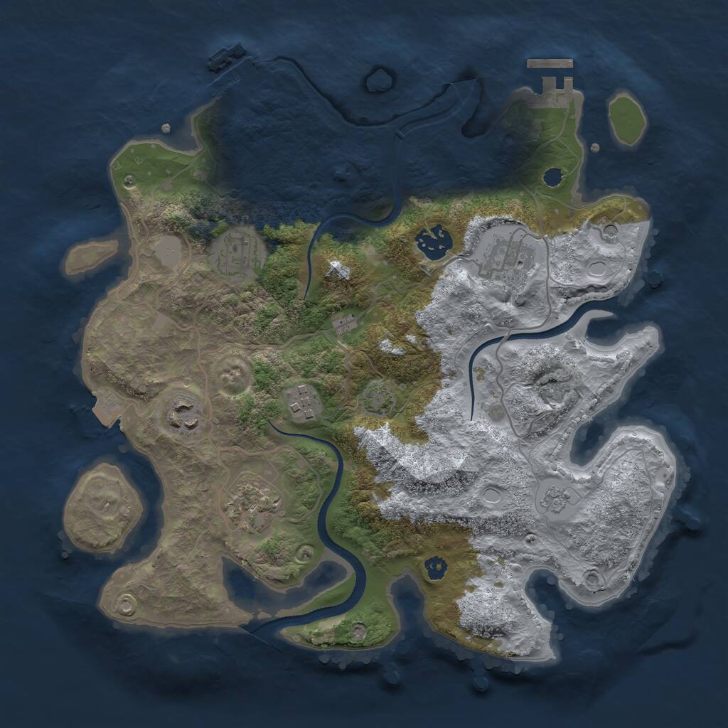 Rust Map: Procedural Map, Size: 3200, Seed: 863240520, 12 Monuments