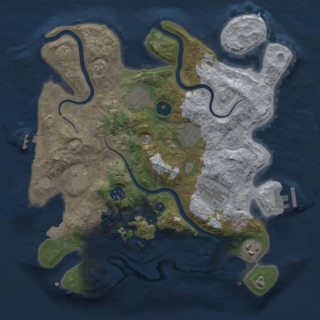 Rust Map: Procedural Map, Size: 3250, Seed: 4977266, 13 Monuments